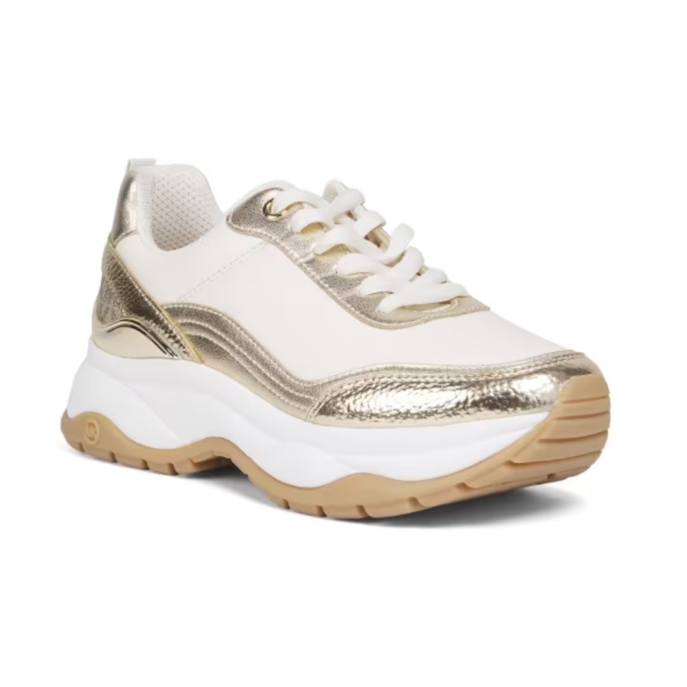 Michael Kors White and Gold Sneakers - Size 7.5